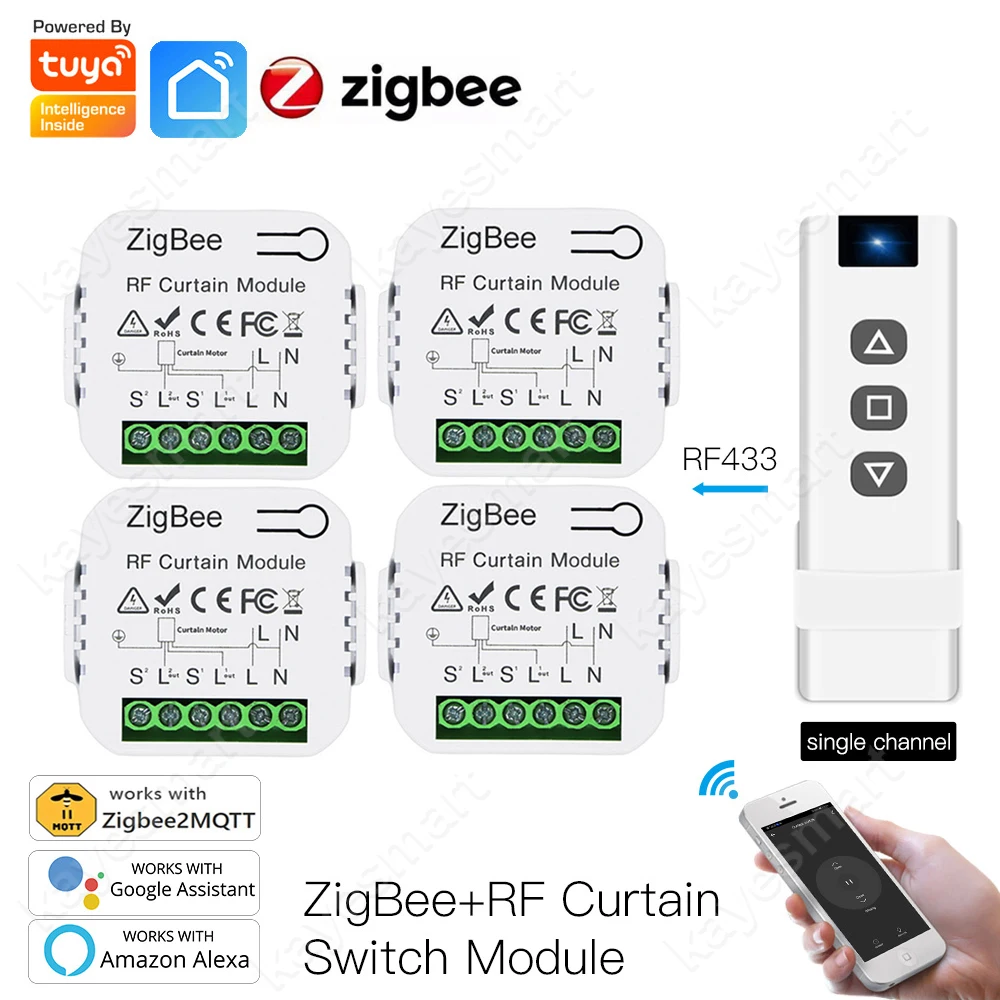 Tuya Zigbee Modulo Interruttore Per Tende Motore Per Tapparelle Cieche Rf433 Telecomando Smart Life App Supporto 2Mqtt Google Home Alexa