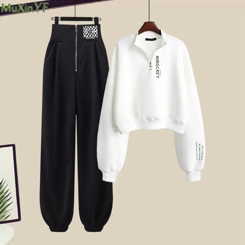 

Women Spring Autumn Casual Sweatshirt Pants 1 or 2 Piece Set Korean Lady Sports Letter T Shirts Trousers Suits 2023 Tops Outfits