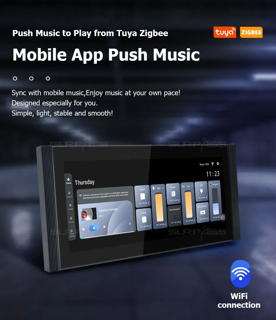 thumbnail image 2 of 7 Inch Android 11 Music Amplifier Audio System 8 X 30W 2 Zone Android 11 Wifi 7 Inch Touch Screen Amplifier Rose Gold 2 of 12