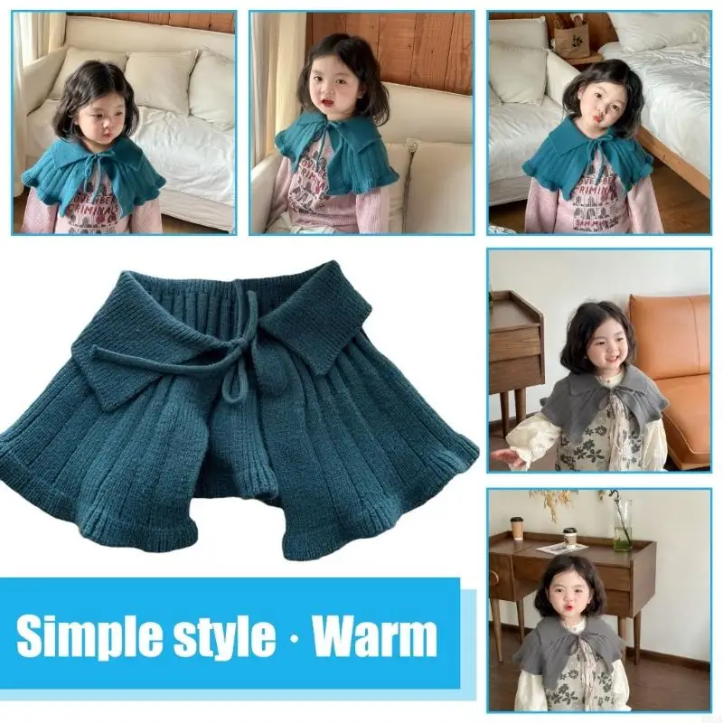 Cosy Knitted Baby Shawl Detachable Faux Collar for Girls Soft & Warm Decorative Shawl Tied Strap for Autumn Winter