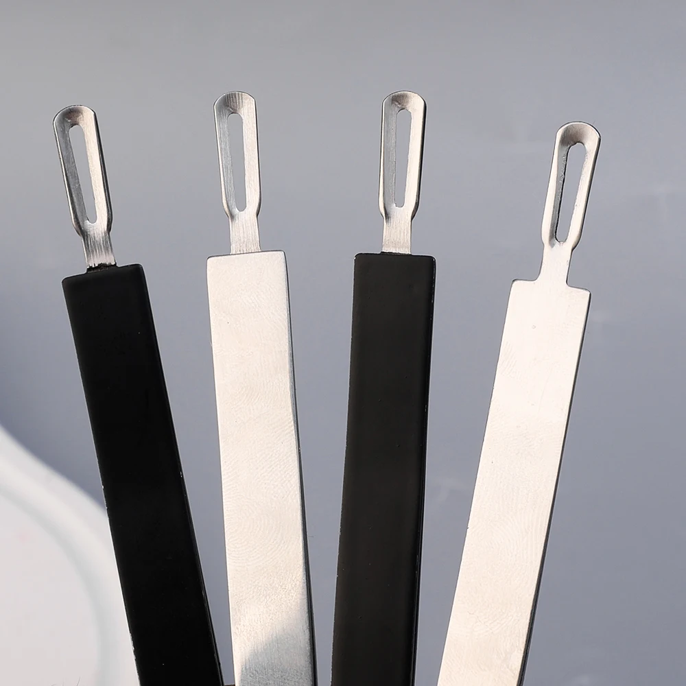 2PCS Stainless Steel Eyelash Tweezers Flat Eyebrow Clip Hair Removal Cosmetic Tools Double Headed Blackheads Acne Removal Tools 5