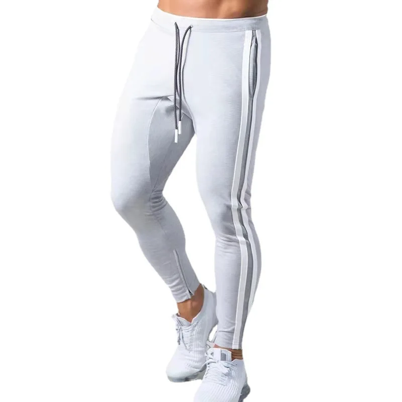 Men's Tight Pants Sports Casual Sweat-absorbent Contrast Color Zipper Pants Autumn