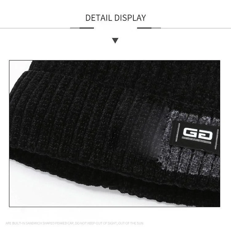 New Hat for Autumn and Winter, New Thickened and Plush Men's Knitted Hat, Korean Version, Warm and Youthful Trend, Fashionable Chenille Sweater Hat_voghion.com