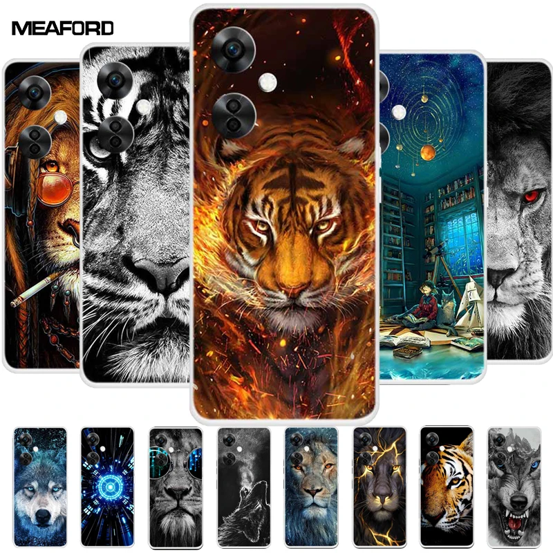 Clear Wolf Design Soft TPU Silicone Phone Cover - Transparent Etui for OnePlus Nord CE 3 Lite