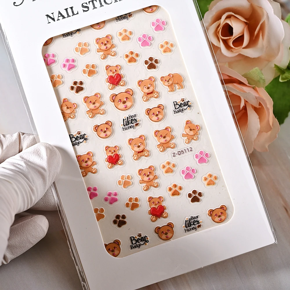 Summer Theme 5D Nail Sticker Cartoon Coconut Sandal Sunglasses Starshell Slider Decals Self-Adhesive Nail Art Decoration Sticker