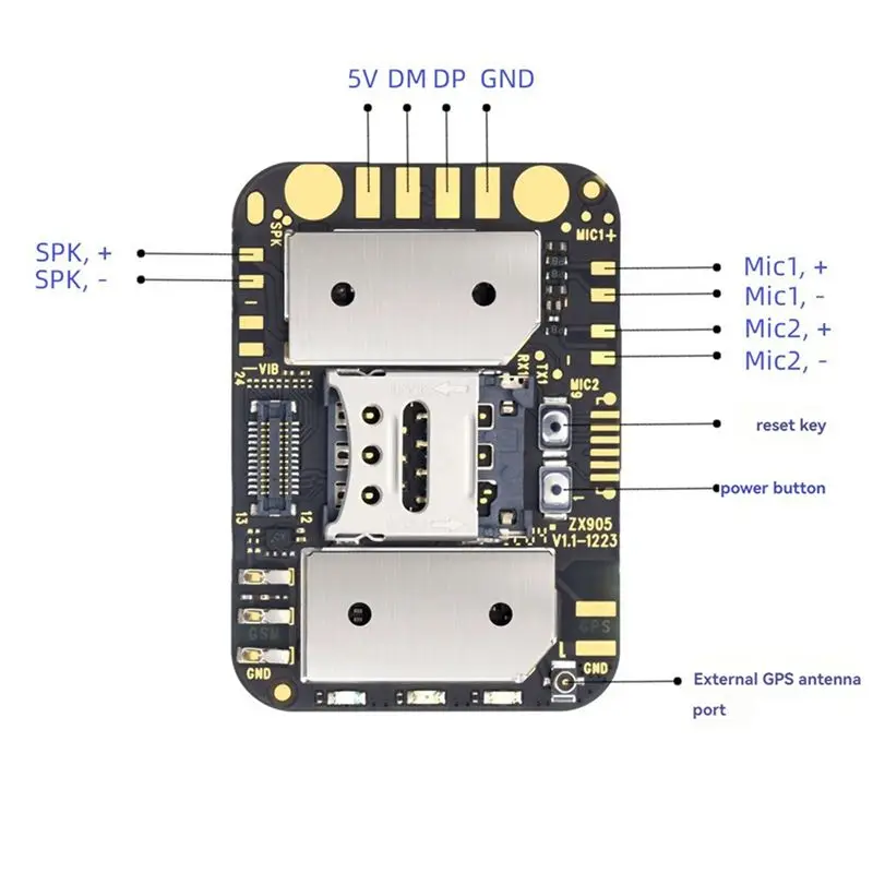 ABKQ-2X ZX905 미니 GPS 트래커 4G 칩 모듈 LTE CAT-1 추적 PCBA GPS 모듈 보드 분실 방지 GPS 트랙 모니터 (차량용)