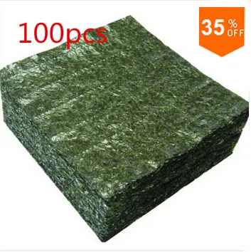 50/100pcs Sushi Nori Seaweed Sheet wholesale, Dark green Secondary baking Nori sushi algues, top selling nori sushi set