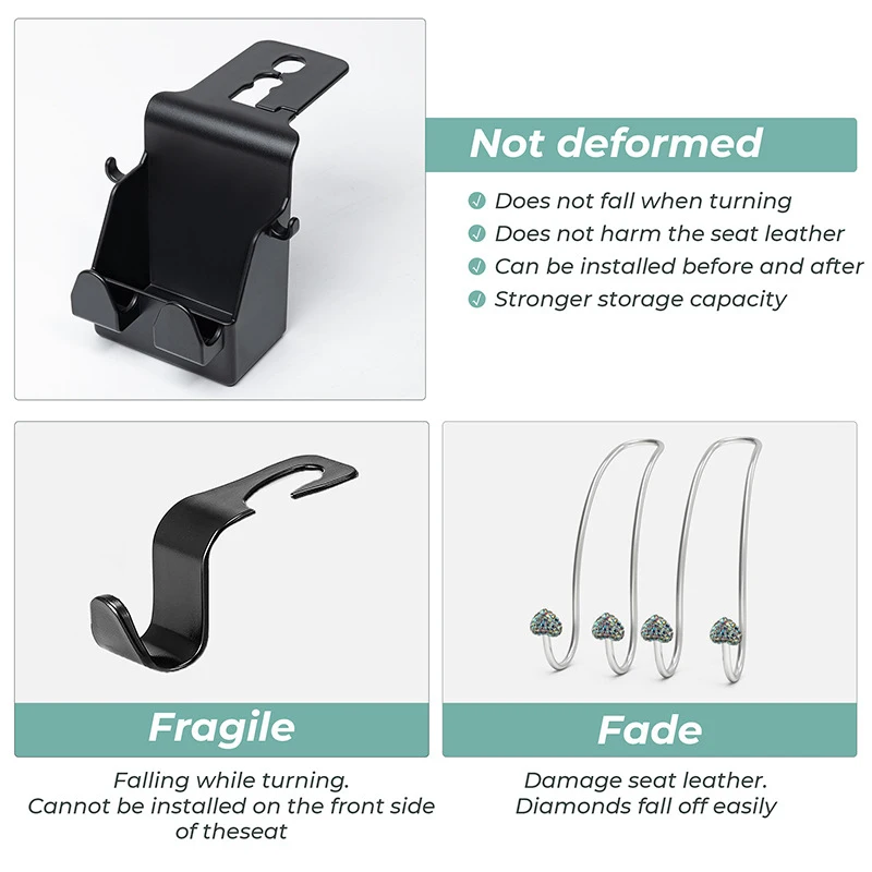 Universal Car Seat Back Hook Multi-functional Auto Car Seat Headrest Hanger Hook Phone Holder Organizer for Bag Purse Cloth