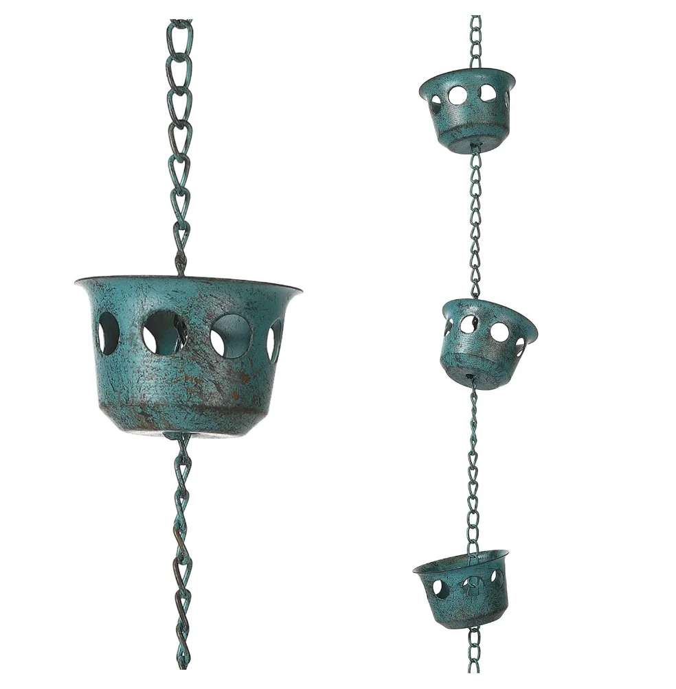 5.25 Ft Rain Chain for Gutters Downspout, Metal Cup Rainwater Catcher