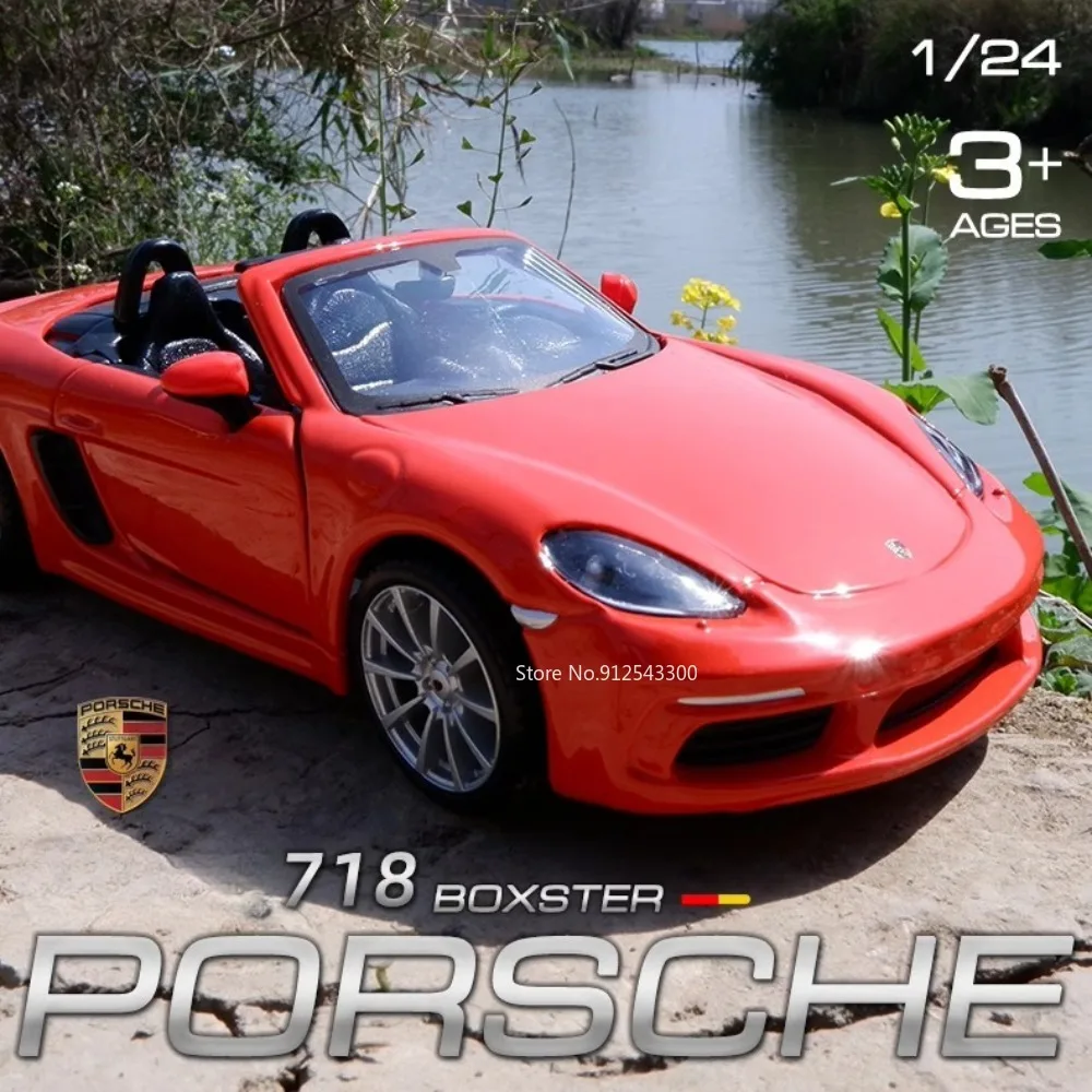

1/24 Porsche 718 Boxster Toy Car Model Alloy Diecast Static Simulation Scale Model Cars Toy for Boy Decorative Collections Gifts