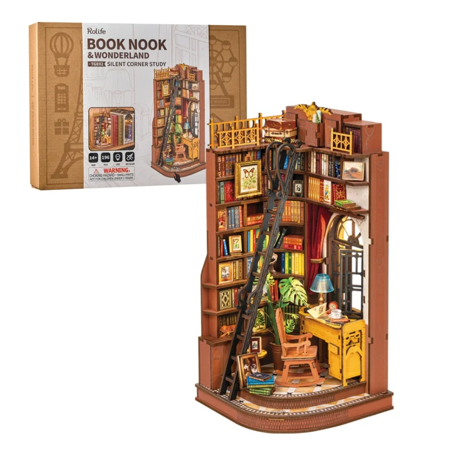 Rolife Silent Corner Study DIY Book Nook Shelf