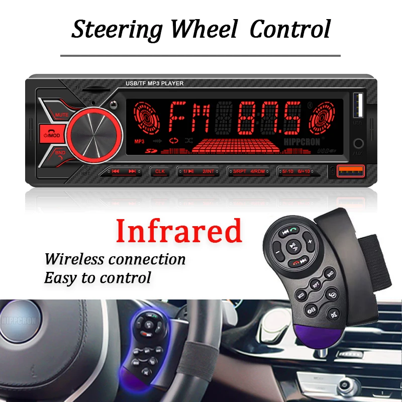 Car 1din Radio Stereo Digital Bluetooth MP3 Player FM Stereo TF Card USB AUX Inp
