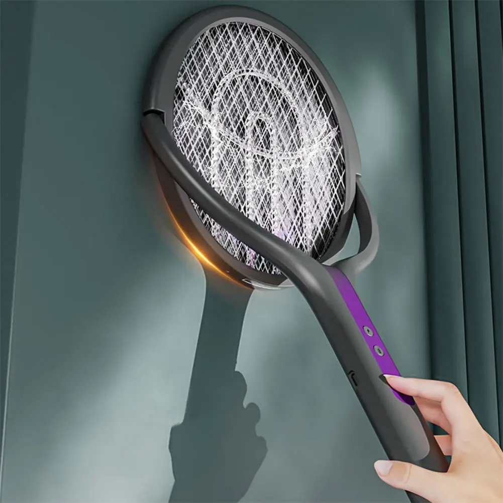 Rotating Head Electric Fly Swatter Rechargeable Mosquito Swatter Fly Killer and Mosquito Trap Lamp for Indoor and Outdoor