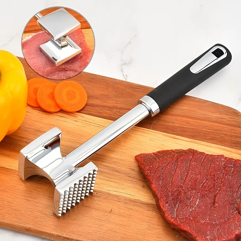 Stainless Steel Double-Sided Square Meat Tenderizer Hammer Food-Safe Kitchen Tool For Pork Chops Steak Western Cuisine