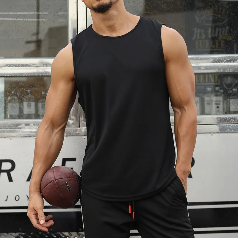 Summer Gym Shirt Sleeveless T-Shirts Marathon Quick-drying Sports Vest Men Running Training Basketball Loose Fitness Vest