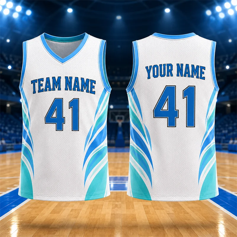 Maglie da Basket Semplici e alla Moda, Uniformi di Squadra per Uomo, Personalizzabili con Nome e Numero della Squadra, Canotte Sportive Larghe ad Asciugatura Rapida - immagine 4