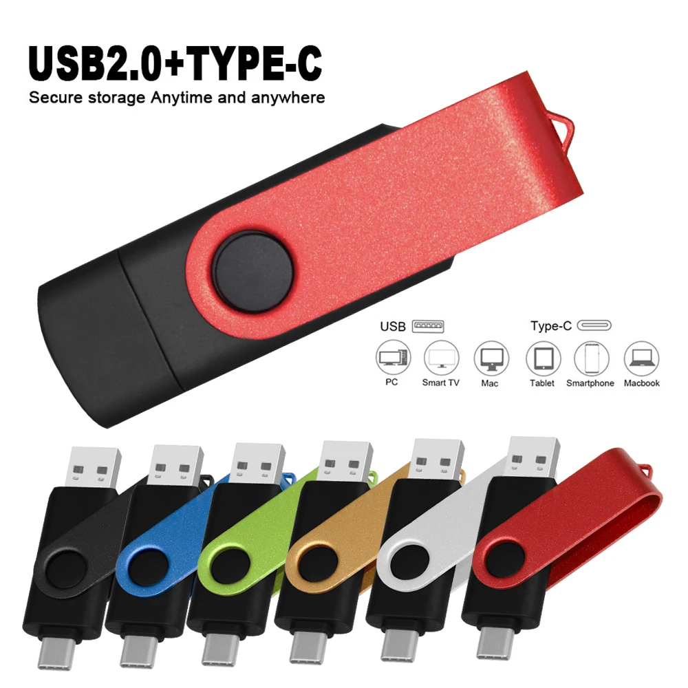 빨간색 회전형 2.0 USB 플래시 드라이브 128GB TYPE-C USB 스틱 64GB 32GB 16GB 8GB 창의적인 선물용 펜 드라이브 4GB USB 메모리 2.0
