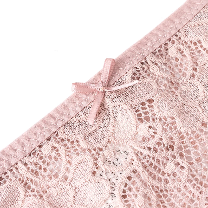 1 pz biancheria intima Sexy per le donne slip a vita bassa fiocco morbido pizzo traspirante trasparente mutandine femminili signore Intimates BANNIROU - immagine 2