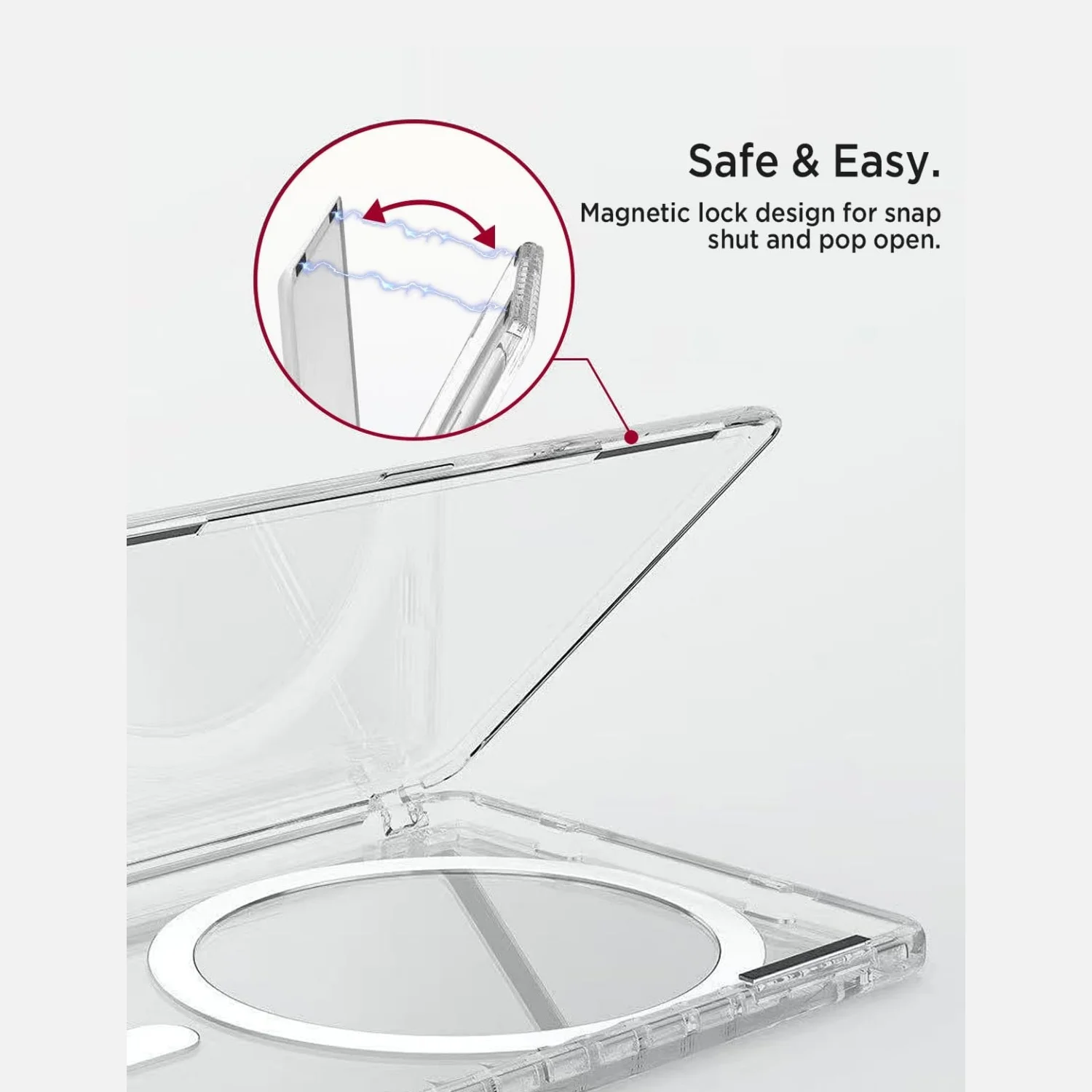 Magnetic Clear Wallet with Secure Flip Cover and 2-Card Holder