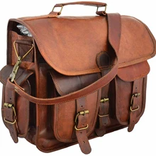  15 Inch Leather Messenger Bag Shoulder Men Laptop Briefcase Vintage Satchel  Backpacks for Men 