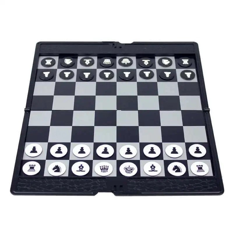 Mini Wallet Type Portable Folding Chess Set Traveler Plane Chess Plastic Buttons Pieces Glued Onto Chessboard 20*17cm Board Game