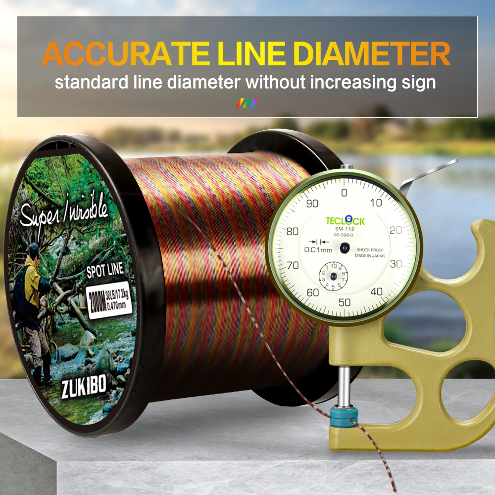 ZUKIBO 3000M Spotted Camo Fishing Line 3D Super Invisible Strong Fluorocarbon Coated Monofilament Sinking Line Fly Line pesca 3