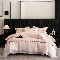 Ensemble de quatre pièces en coton hommage satin haut de gamme, simple et luxueux, rencontre un ensemble de lit, années 50 5