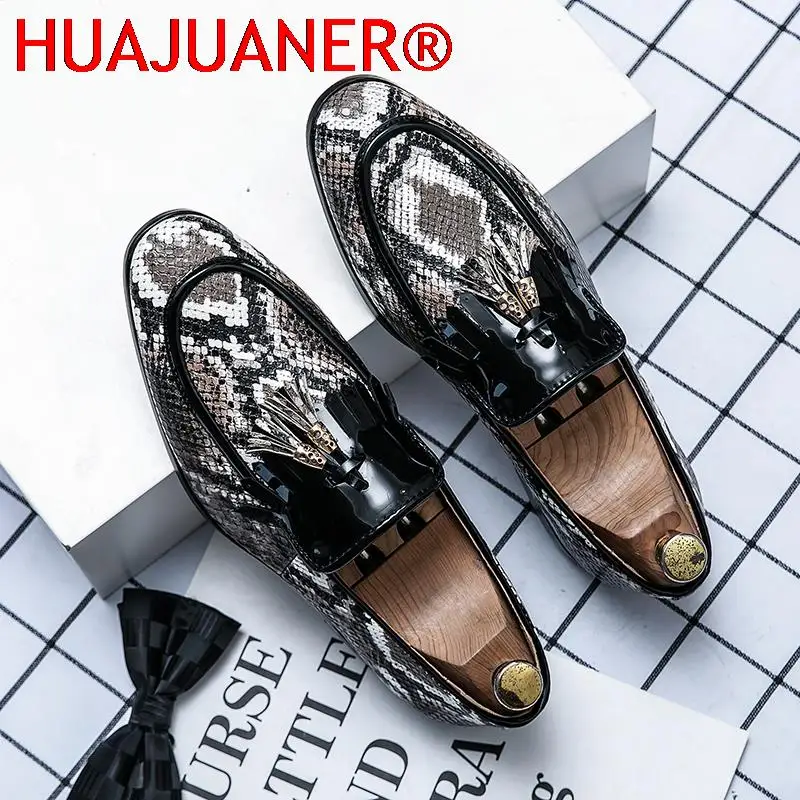 Men's Pu Leather Shoes Casual Tassel Loafers Men Dress Shoes Fashion Spring Autumn Wedding Formal Flats Male Vintage Moccasins