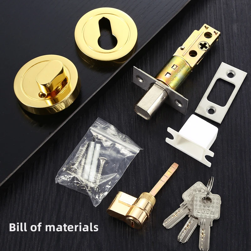 Zinc alloy double-sided invisible door lock with body key Secret bathroom balcony silent door lock barn door lock