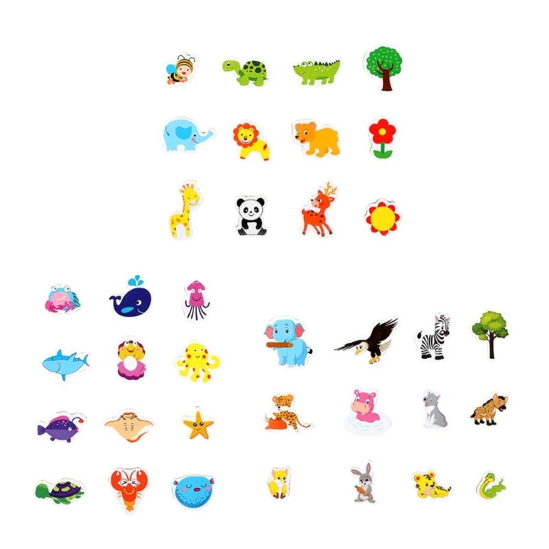 Kids Wood Animal Magnets Collection 36PCS Educational Toy Set Fridge Magnets Whiteboard Magnets for Home Office Use 5