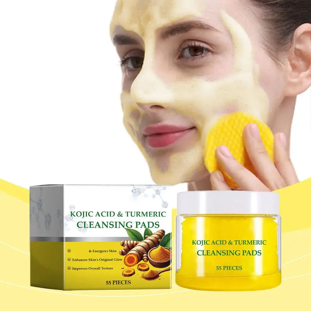 Facial Cleansing Pads Exfoliating Massage Balance Oil Removing Dead Skin Shrink Pores Smooth Turmeric Face Cleanser 40/55PCS 4