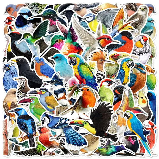 50pcs Colorful Birds Animals Cartoon Graffiti Stickers DIY Phone Guitar Laptop Notebook Suitcase Cup Waterproof Sticker Kids Toy 1