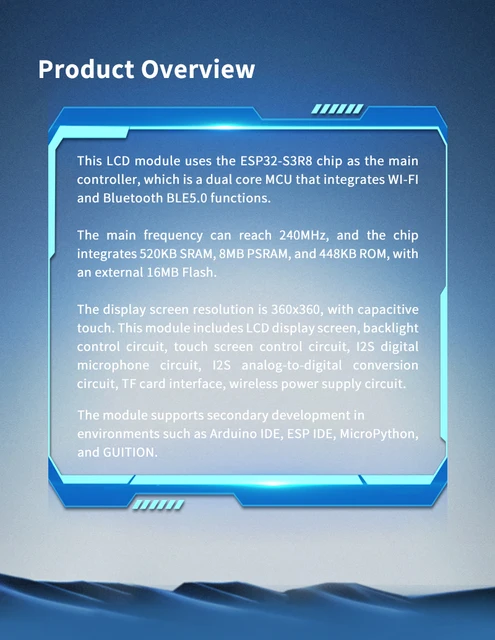 ESP32-S3 Development Board 8M PSRAM 16M FLASH 1.8 Inch Secondary 