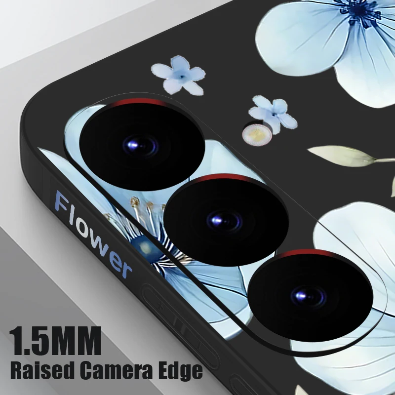 Blue Flowers Pattern Soft Phone Case – Elegant Floral Design Cover