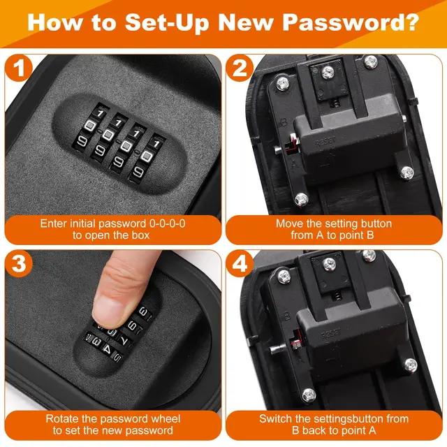 Magnetic Key Box with Combination Lock Car Key Lock Box with Strong Magnet to Hide Spare Keys Indoors Outdoors Magnetic Holder 5