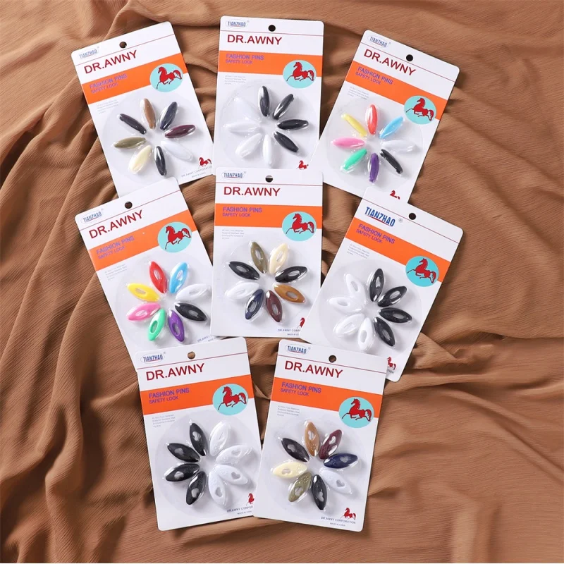 

Cross-Border Plastic Color Safety Pin Veil Needle Silk Scarf Clip Scarf Buckle Anti-Exposure Brooch Blister Packaging Wholesale