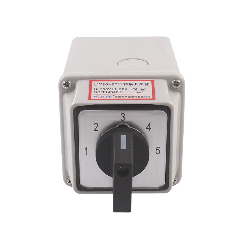 Dois Fios Cinco Grupo Posição 20a Sinal de Comutação Energia Caixa à Prova Impermeável Água Transferência Universal Interruptor de Came Rotativo Ymw26 Lw2620 5m