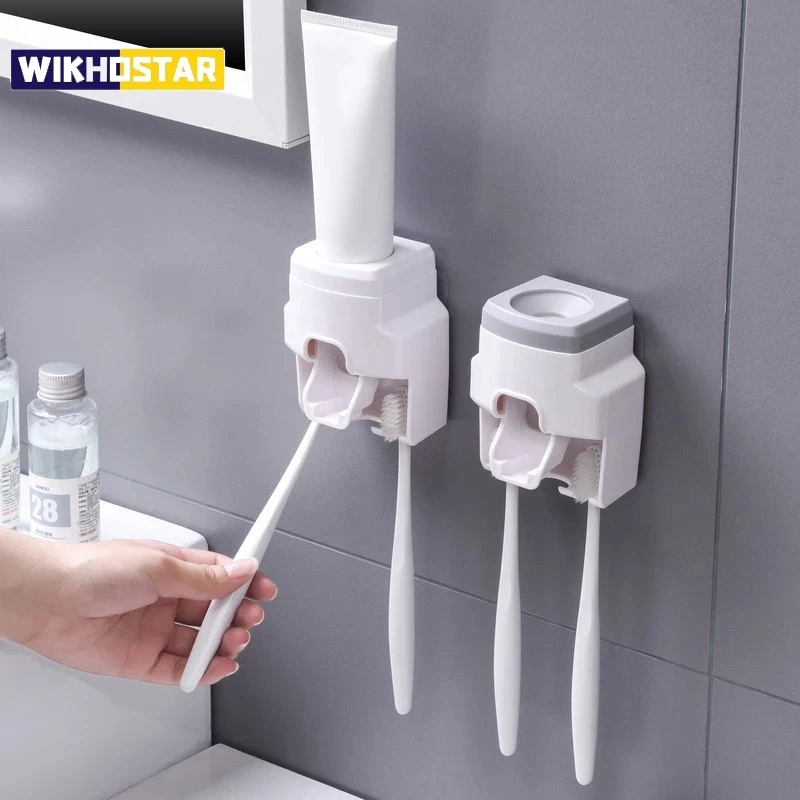 WIKHOSTAR Wall Mount Automatic Toothpaste Dispenser Toothpaste Squeezer Bathroom Accessories Creative Lazy Dispenser toothpaste squeezer toothpaste dispenser