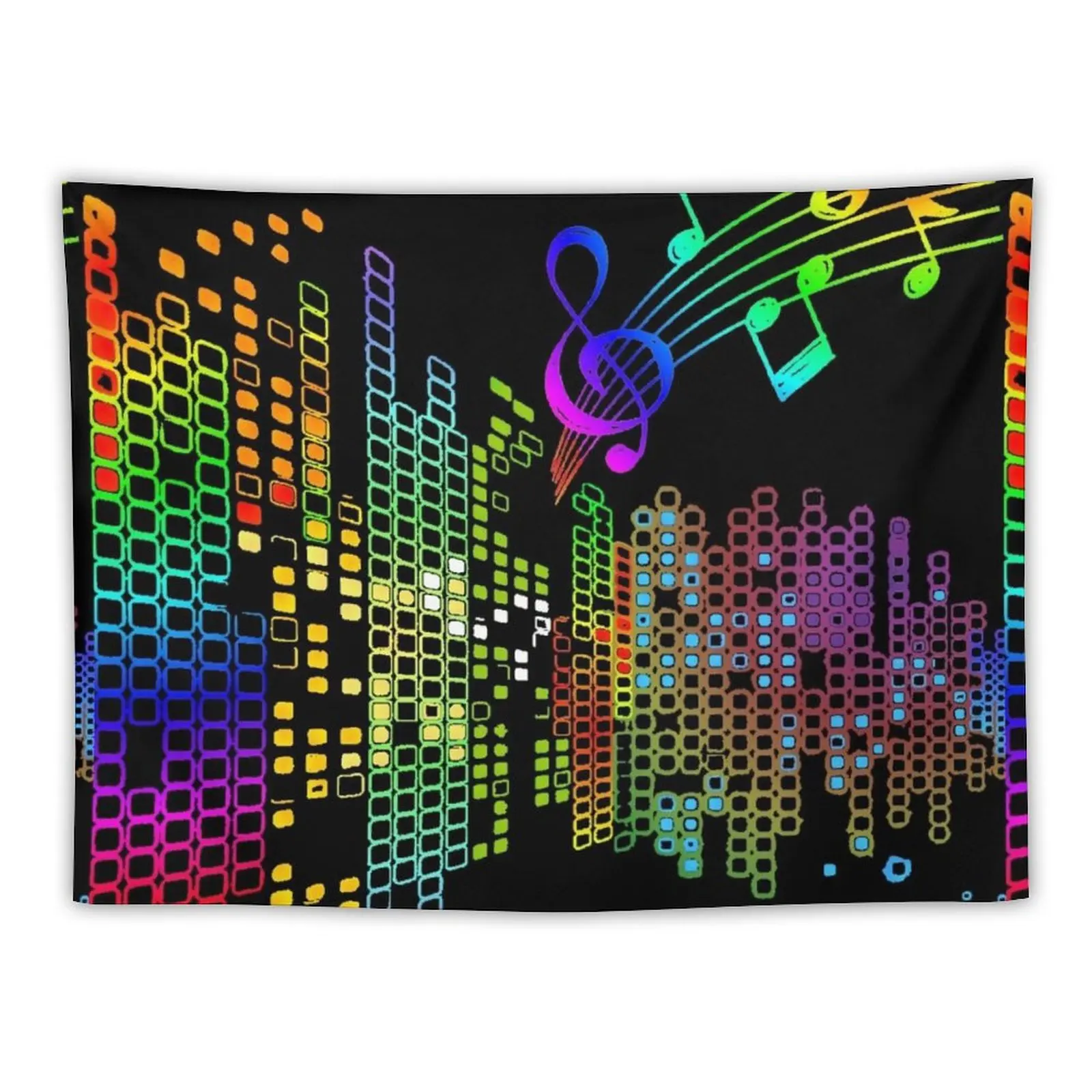 

Multicolored Music,black illustration Tapestry Tapestries Aesthetic Decoration Home Decorating Bathroom Decor