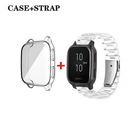 2 - in - 1 Resin Strap & Soft TPU Protective Watch Case - Venu Sq Sq2 (Transparent)