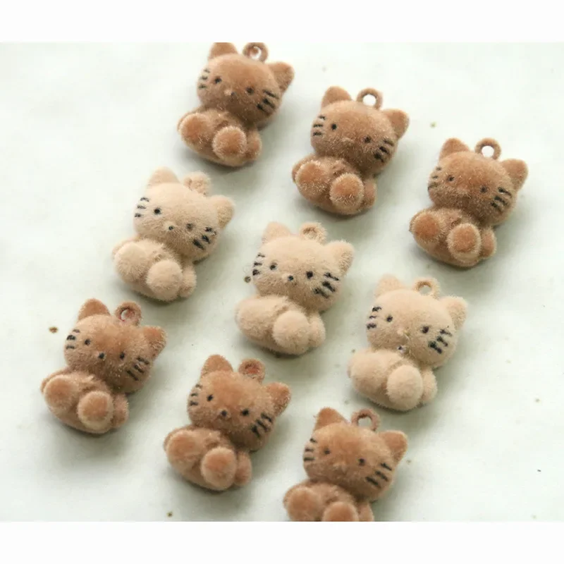Plush Cat Pendant Charms for Jewelry Making 2pcs