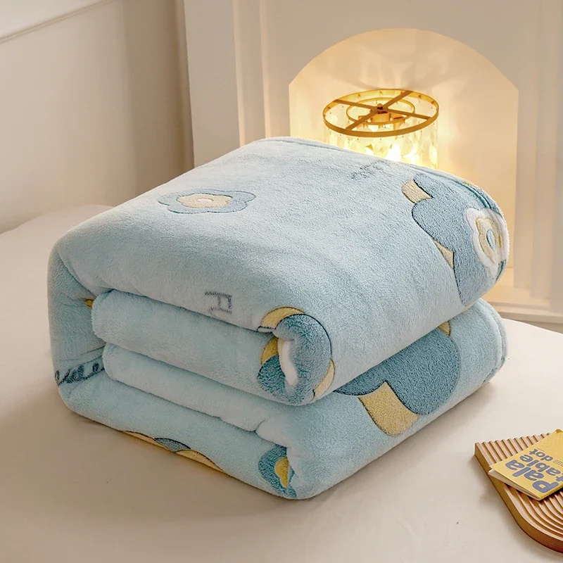 Thickened flannel Fleece Throw Blanket Warmer Room Student Dormitory Multi purpose Printed Warm Nap Bed Sheet thickened blanket game printed blanket