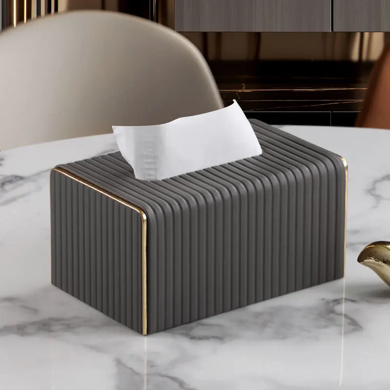 New High Quality Exquisite Streak European Style Leather Tissue Box,Hotel Living Room Bathroom Home Decor Tissue Boxes 5