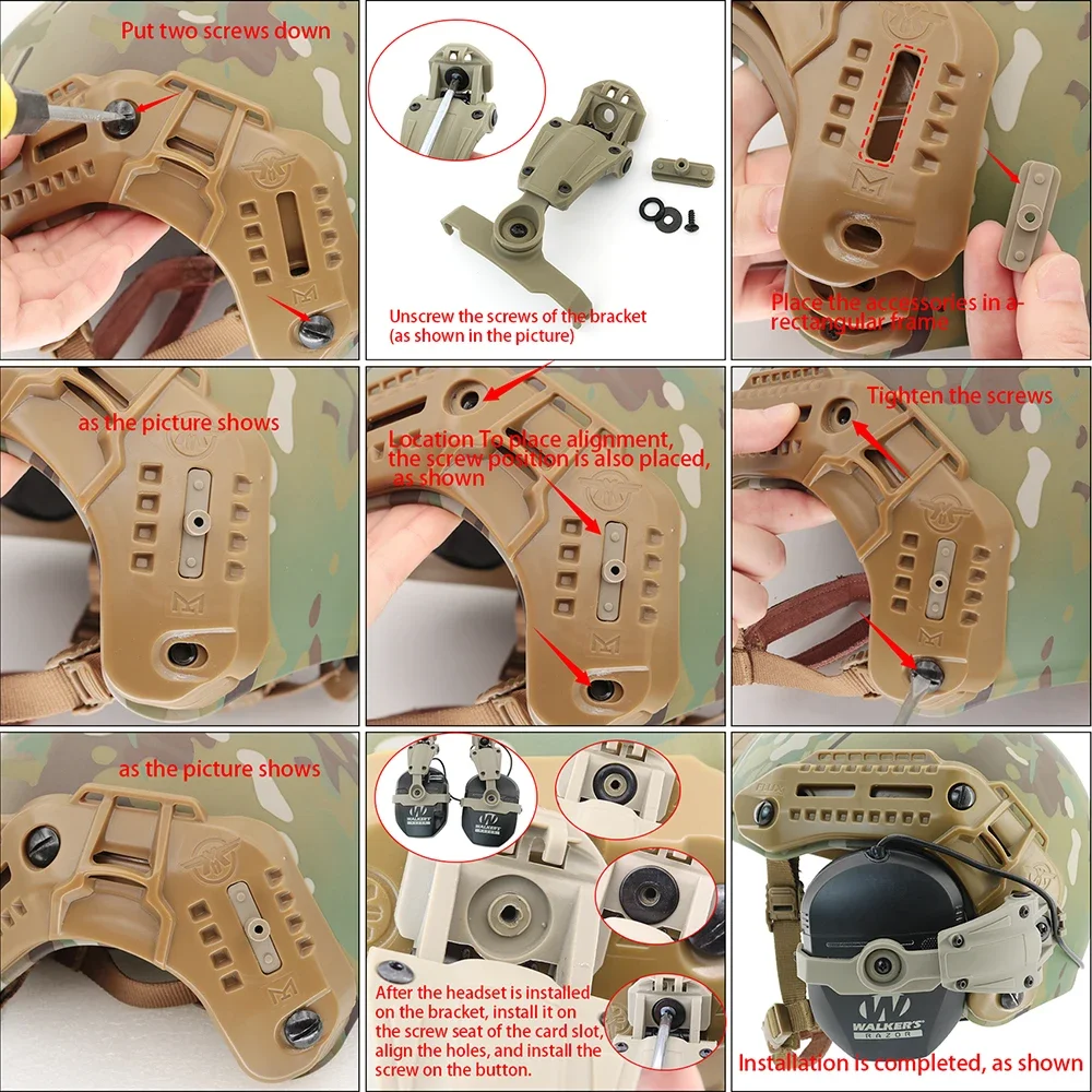 Tactical MLOK Rail Adapter for Walker's Razor Electronic Muffs Hearing Protection Hunting Headset Electronic Shooting Earmuffs