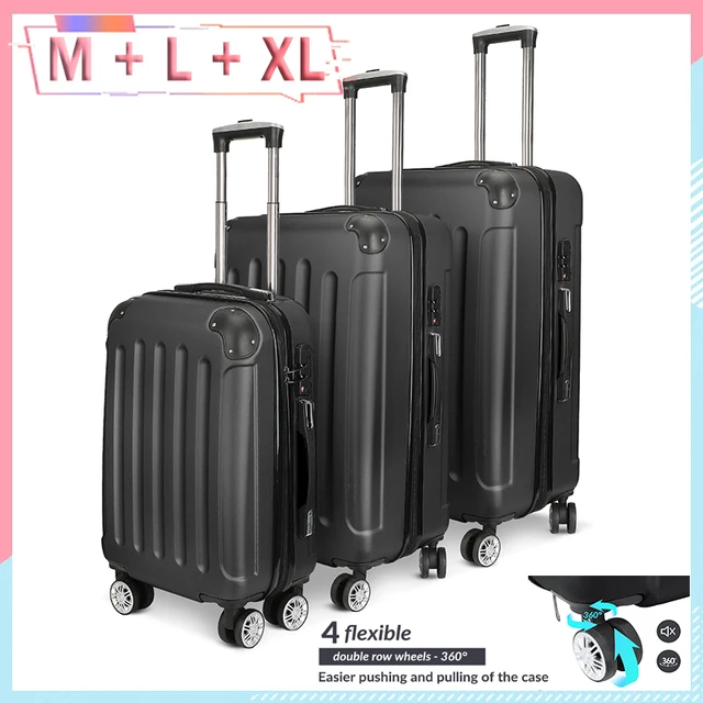 Ensemble de valises Creahappy – Valise à roulettes, ensemble de 3 pièces – avec doubles roues et serrures TSA pratiques 1