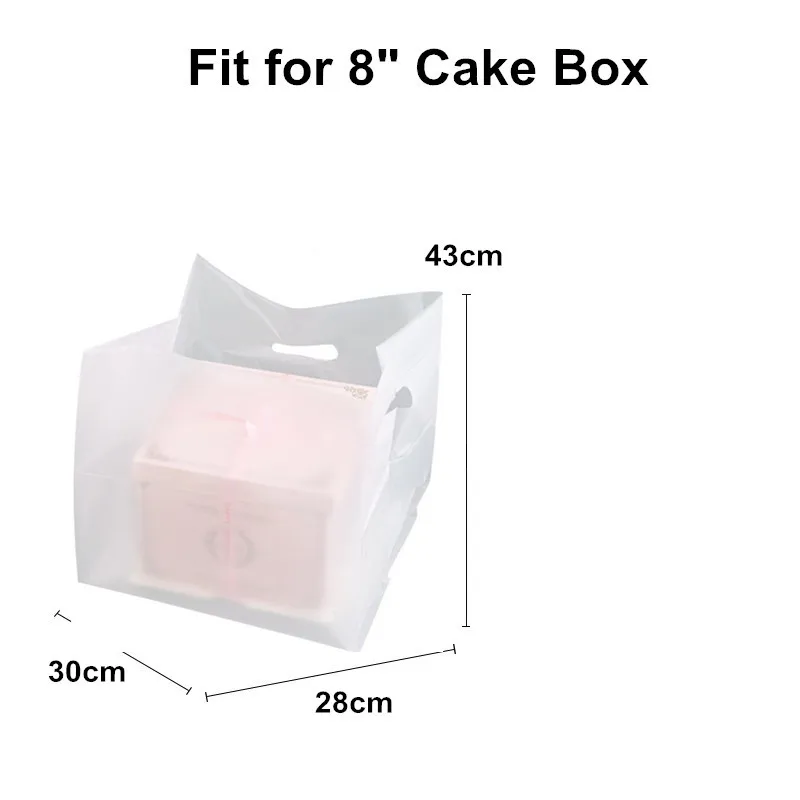 50 Stück mattierter transparenter tragbarer Ständer aus Kunststoff zum Backen, 10,2 cm, 15,2 cm, 20,3 cm, 25,4 cm, Kuchen, Brot, Dessert, Lebensmittelverpackung, Taschen zum Mitnehmen – Detail 7