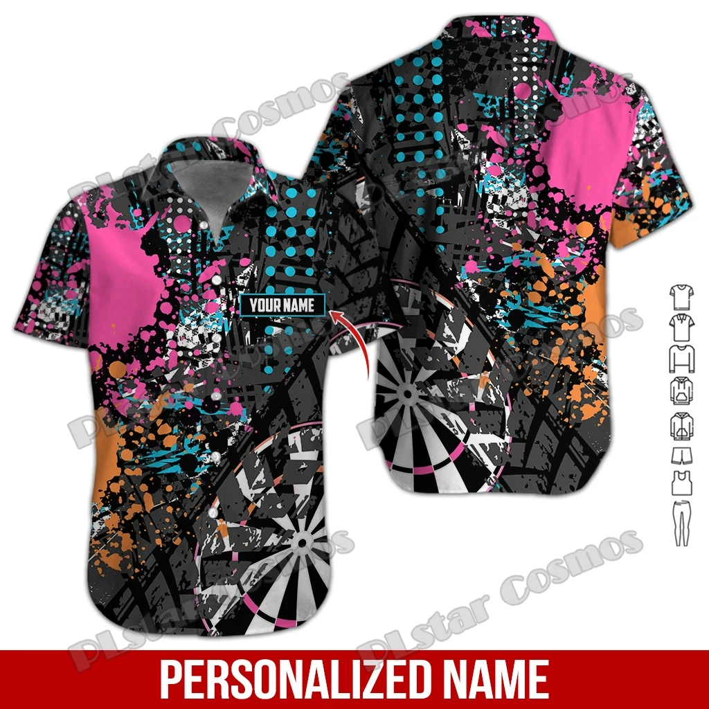 Personalized Name Darts Player 3D Printed Men's Hawaiian Shirt Summer Beach Short sleeve shirt Unisex Casual Tee shirts SH02 4