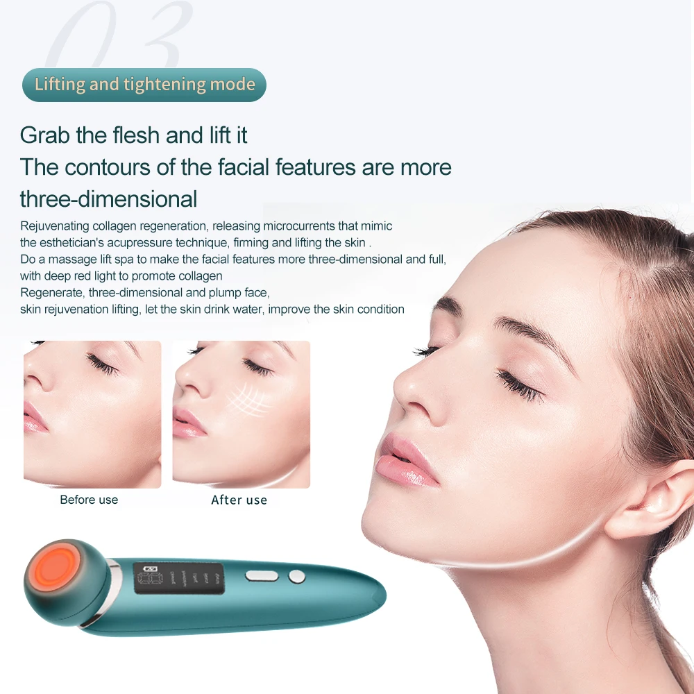 Facial Skin Rejuvenation Devices Microcurrent Hot Compress Facial Massager