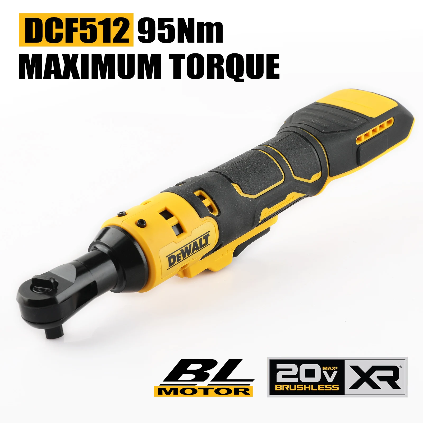 Dewalt 20V Cordless Impact Wrench Brushless Motor Right Angle Wrench 512 95N.m High Torque 2500RPM Compact Ratchet Air Cannon for Car Maintenance