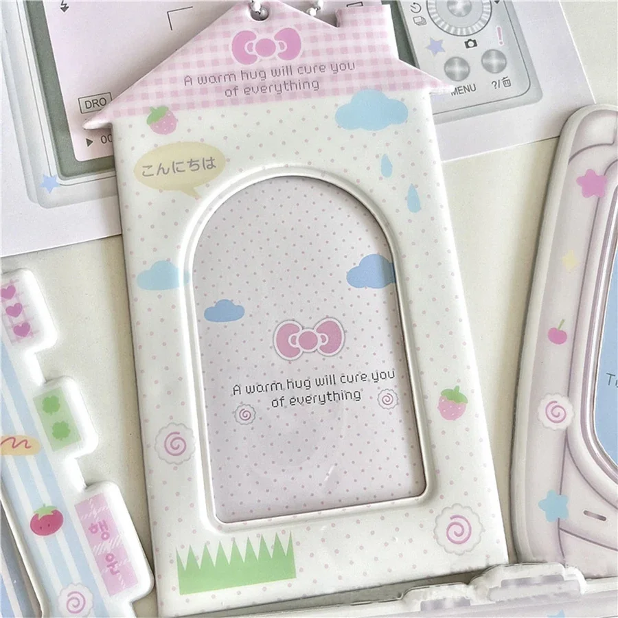 PVC card cover mobile phone camera fan star love beans small card campus card collection card bag display pendant 6